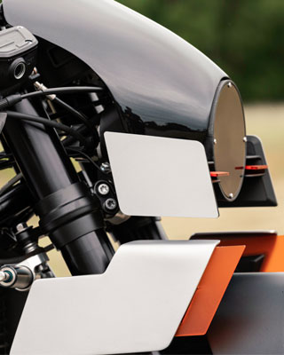 The elaborately handcrafted front fairing