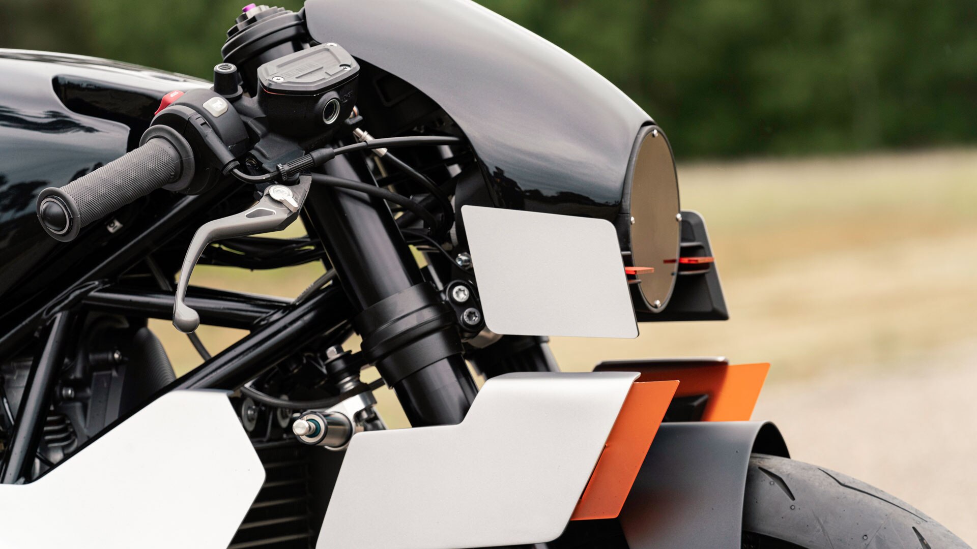 The elaborately handcrafted front fairing