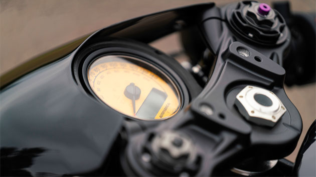 Close-up of the minimalistic cockpit