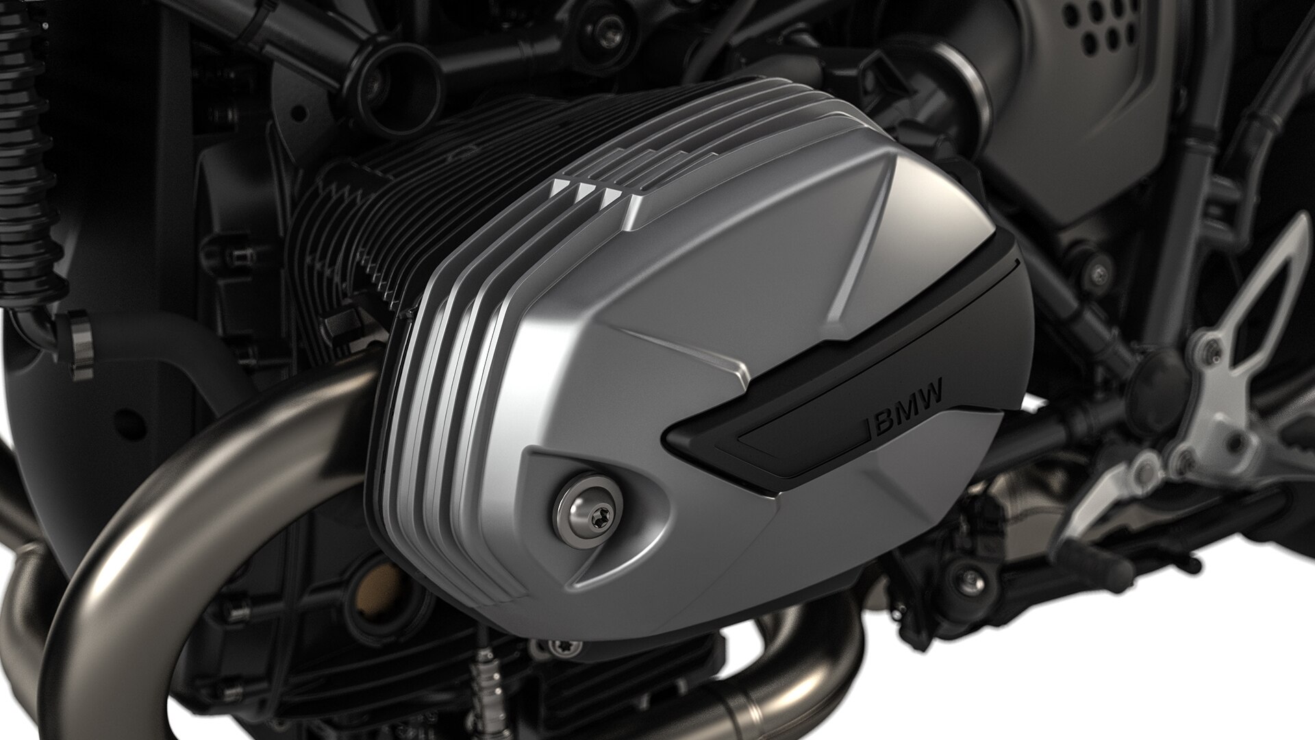 We see the two-cylinder boxer engine of the R nineT Pure.