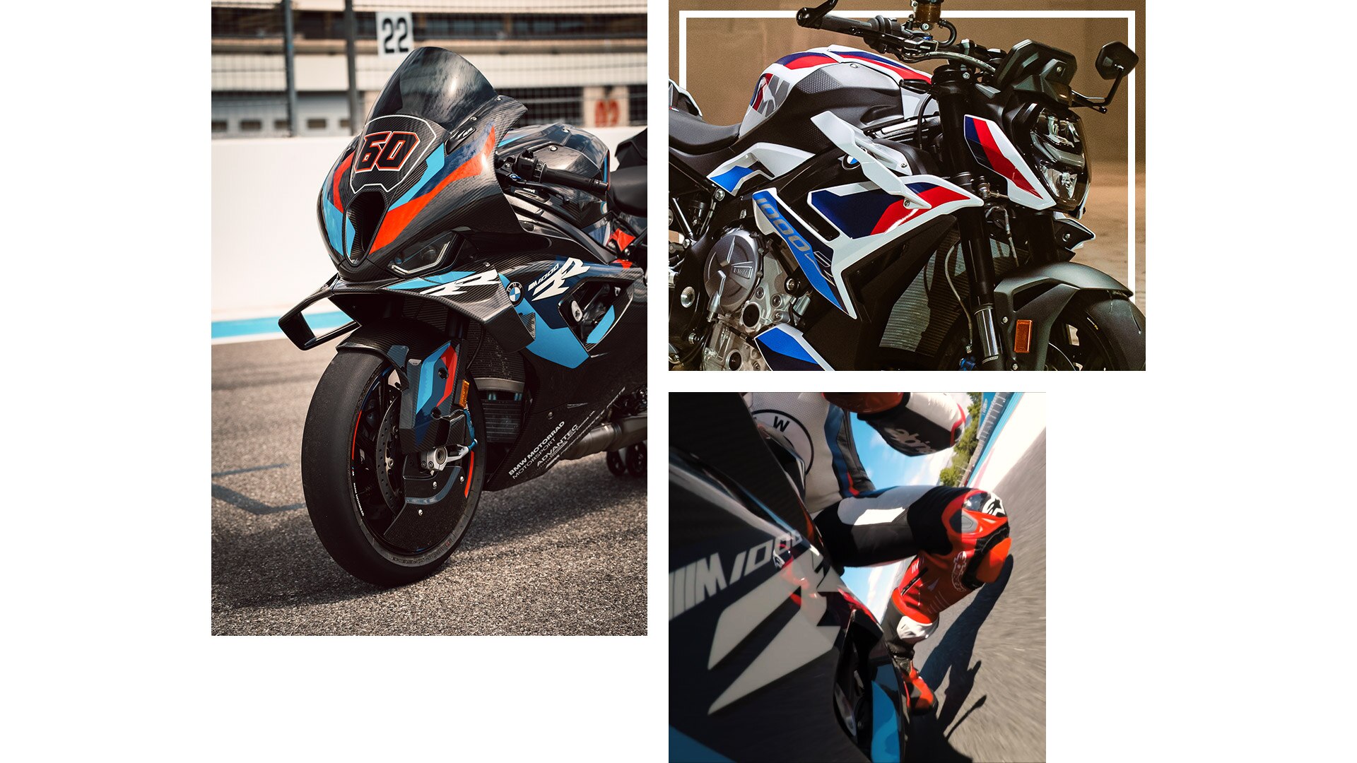 Collage à partir de photos des M 1000 RR et M 1000 R.