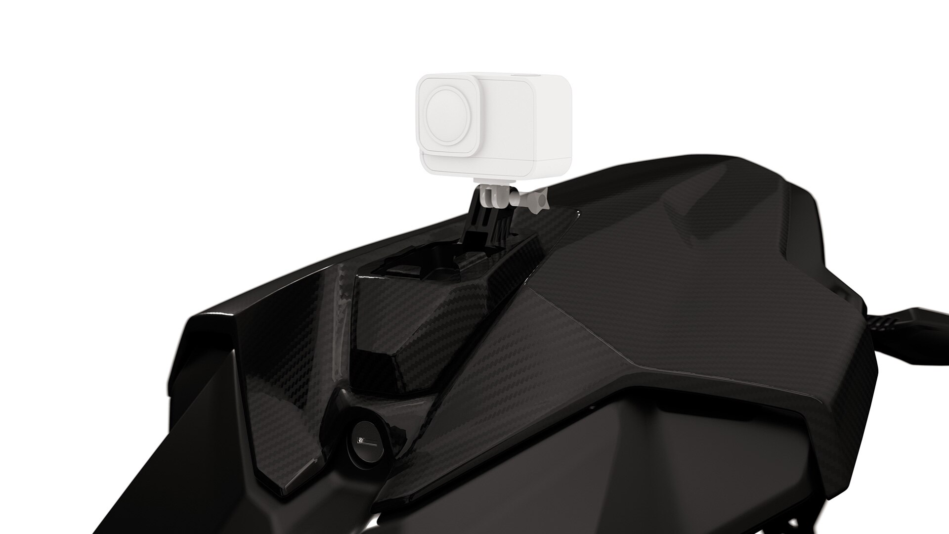 Coque de selle passager M Carbon avec adaptateur pour caméra